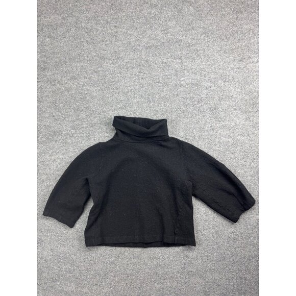 COS Wool Sweater Women's S Black Turtleneck 3/4 Sleeve Knit Cropped Pullover - Picture 1 of 7